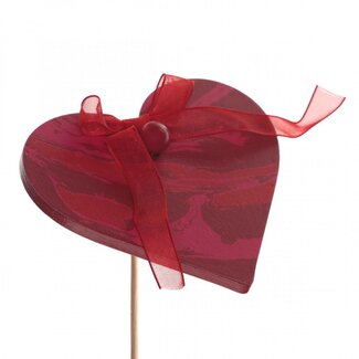 4A Pique Cœur marbré | Couleur: Rouge | Diamètre 8 centimeter | Longueur du pique ± 50 centimeter | Par 25 piques