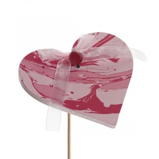 4A Gemarmerd Hart Bijsteker | Kleur: Roze | Diameter 8 centimeter | Lengte bijsteker ± 50 centimeter | Per 25 bijstekers