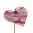 Gemarmerd Hart Bijsteker | Kleur: Roze | Diameter 8 centimeter | Lengte bijsteker ± 50 centimeter | Per 25 bijstekers