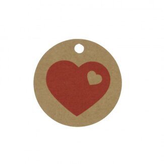 4A Label Hartvorm | Kleur: Lichtbruin | Diameter 5 centimeter | Per 50 labels