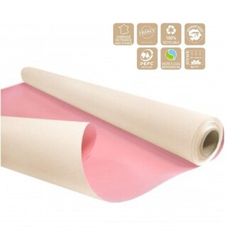 4A Papier double face en rouleau “Duo” | Couleur: Rose pâle | Largeur 80 centimeter | Longueur 40 meter | 60 gram/m2 | Par rouleau