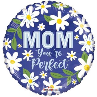 4A Ballon “Mom You're Perfect” | Kleur: Gemengde Kleuren | Diameter 45 centimeter | Per 10 ballonnen