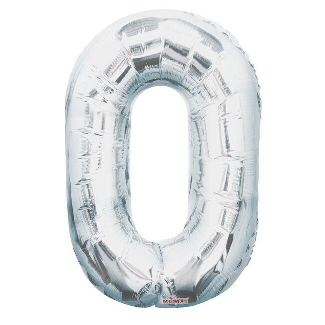 Party! Ballon Nummer 0 | Kleur: Zilverkleurig | Hoogte 85 centimeter | Per ballon