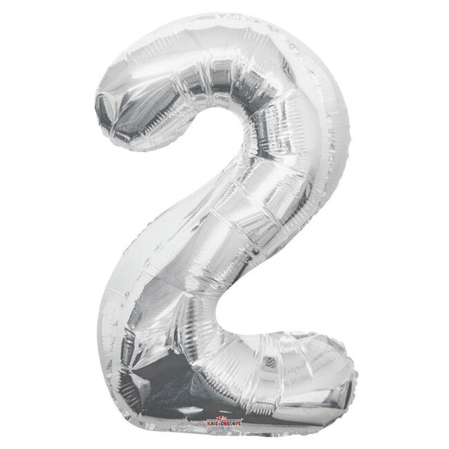 Party! Ballon Nummer 2 | Kleur: Zilverkleurig | Hoogte 85 centimeter | Per ballon