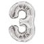 Party! Balloon Number 3 | Colour: Silver-coloured | Height 85 centimetre | Per balloon