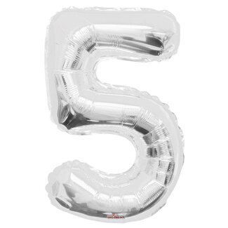 4A Party! Balloon Number 5 | Colour: Silver-coloured | Height 85 centimetre | Per balloon