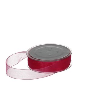 4A Ruban en organza | Couleur: Fuchsia | Largeur 25 millimeter | Longueur 50 meter | Par rouleau