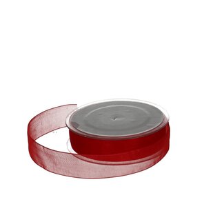 4A Ruban en organza | Couleur: Rouge | Largeur 25 millimeter | Longueur 50 meter | Par rouleau