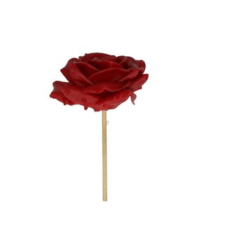 4A Wax Rose on stem | Colour: Red | Rose pick | Diameter 10 centimetre | Length ± 25 centimetre | Per 12 picks