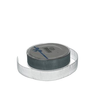4A Ruban organza | Couleur: Argenté | Largeur 25 millimeter | Longueur 50 meter | Par rouleau