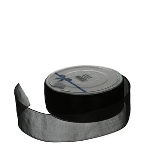 4A Organza Band | Farbe: Schwarz | Breite 25 millimeter | Länge 50 meter | Pro Rolle