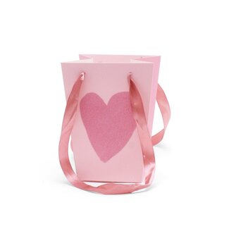 4A Tas “Velvet Love” | Kleur: Roze | Lengte 15 centimeter | Breedte 11 centimeter | Hoogte 20 centimeter | Per 10 tassen