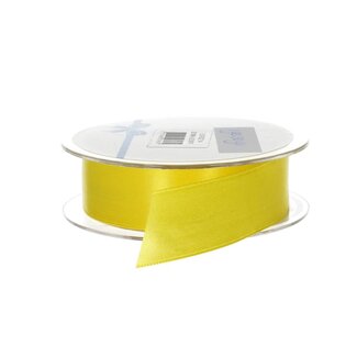 4A Satijnen Lint | Kleur: Geel | Breedte 25 millimeter | Lengte 25 meter | Per rol