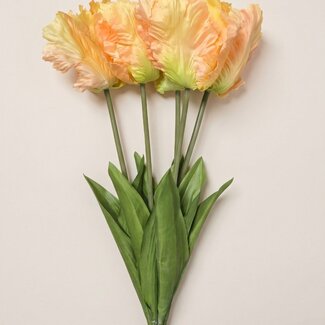 Arti Flora Tulipe Fleur artificielle | Couleur: Jaune | Longueur ± 65 centimètre | 5 tiges par bouquet | Par bouquet