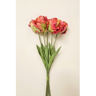 Arti Flora Parkiet Tulp Fleur artificielle | Couleur: Violet | Longueur ± 65 centimètre | 5 tiges par bouquet | Par bouquet