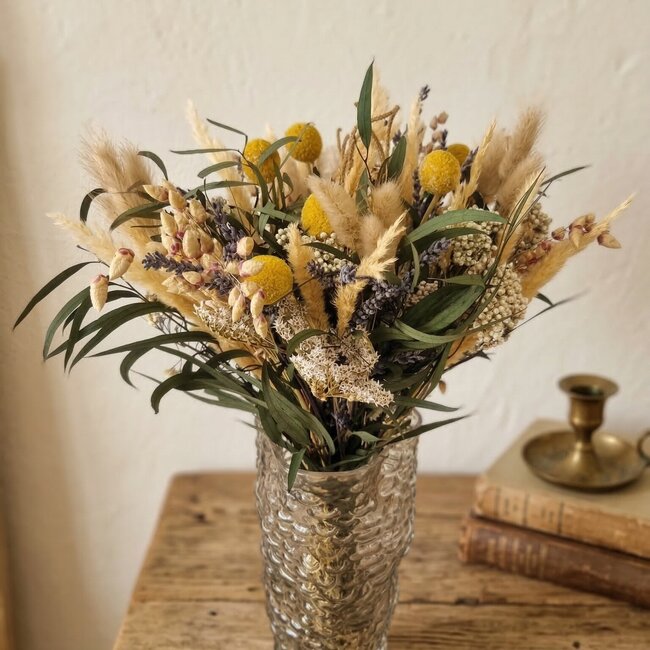 Boeket droogbloemen "Natural Summer" | Lengte ± 35 centimeter | Met zomers gekleurde droogbloemen