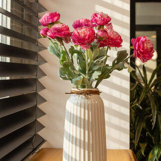 Dutch Dried Boeket Ranonkels Kunstbloemen | Kleur: Donkerroze | Lengte: 50 centimeter | Per 5 bloemen