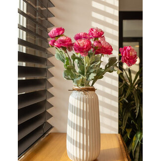 Dutch Dried Boeket Ranonkels Kunstbloemen | Kleur: Donkerroze | Lengte: 50 centimeter | Per 5 bloemen