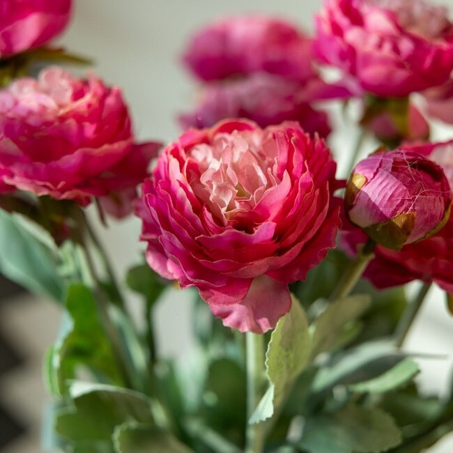 Bouquet de Renoncules Fleurs Artificielles | Couleur : Rose foncé | Longueur : 50 centimètres | Par 5 fleurs