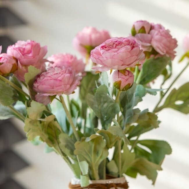 Ranunkel-Kunstblumenstrauß | Farbe: Hellrosa | Länge: 50 Zentimeter | Pro 5 Blumen