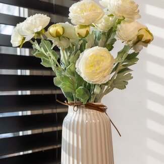 Dutch Dried Boeket Ranonkels Kunstbloemen | Kleur: Wit | Lengte: 50 centimeter | Per 5 bloemen
