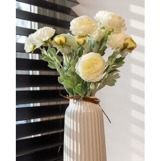 Dutch Dried Boeket Ranonkels Kunstbloemen | Kleur: Wit | Lengte: 50 centimeter | Per 5 bloemen