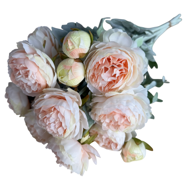 Boeket Ranonkels Kunstbloemen | Kleur: Zalm | Lengte: 50 centimeter | Per 5 bloemen