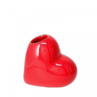 4A Céramique Vase Forme de Cœur | Couleur: Rouge | Longueur 12.5 centimeter | Largeur 7 centimeter | Hauteur 12 centimeter | Par 12 vases