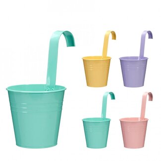 4A Zinc Hanging Pot Flowerpot Plant Pot “Sami” | Colour: Mixed Colours | Diameter 13 centimetre | Height 20 - 26 centimetre | Per 24 hanging pots