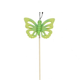 4A Butterfly on stick | Colour: Green | Butterfly pick | Diameter 7 centimeter | Length ± 50 centimeter | Per 25 picks