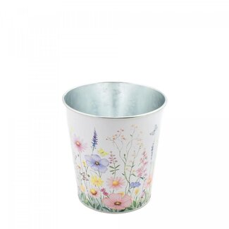 4A Zinken Bloempot Plantenpot “Alona Flowers” | Kleur: Natuurlijk Wit | Diameter 13 centimeter | Hoogte 13 centimeter | Per 10 bloempotten