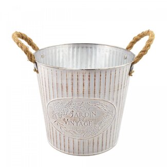 4A Pot de fleurs en zinc Pot pour plante “Beta” | Couleur: Crème | Diamètre 20 centimeter | Hauteur 19 centimeter | Par 12 pots de fleurs