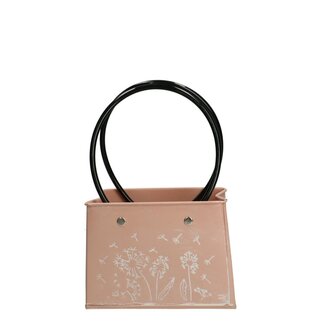 4A Zinken Bloempot Plantenbak tasvorm “Bloem” | Kleur: Roze | Lengte 14 centimeter | Breedte 7 centimeter | Hoogte 11 centimeter | Per 6 bloembakken