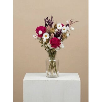 MyFlowers Bouquet de fleurs séchées Rosewood Pink | Longueur ± 50 centimètres | Avec roses artificielles rose foncé