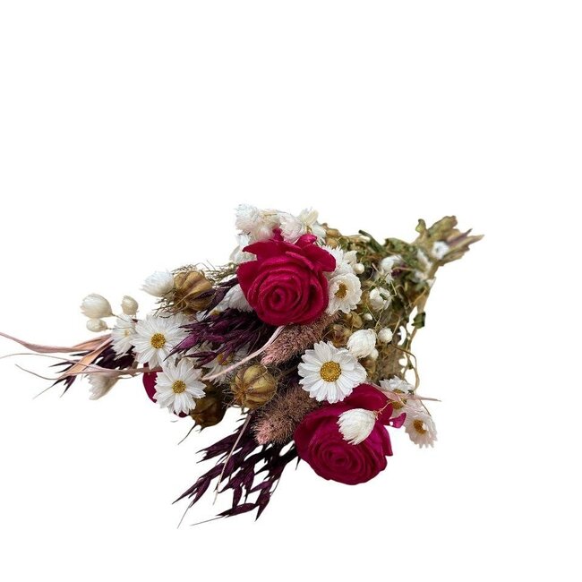 Bouquet de fleurs séchées Rosewood Pink | Longueur ± 50 centimètres | Avec des roses artificielles rose foncé