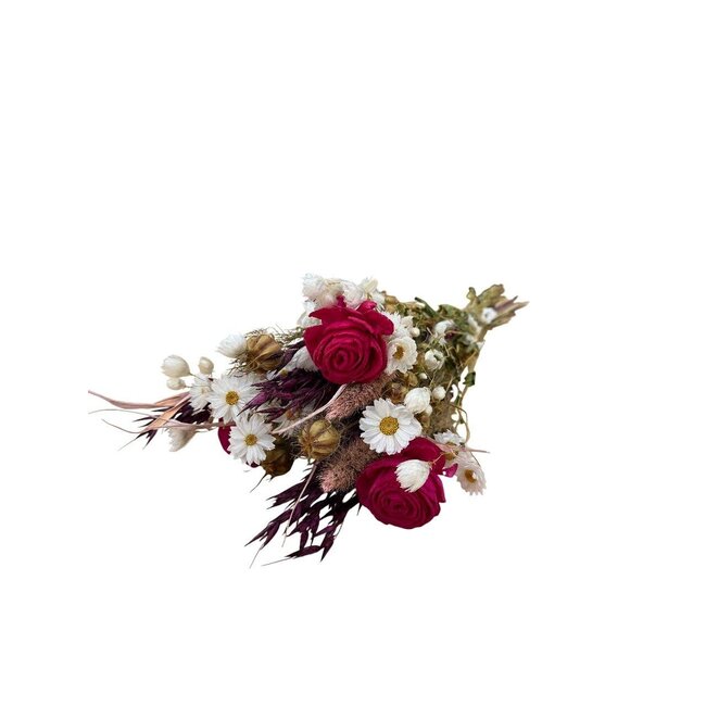 Boeket droogbloemen "Rosewood Pink" | Lengte ± 50 centimeter | Met donkerroze kunstrozen