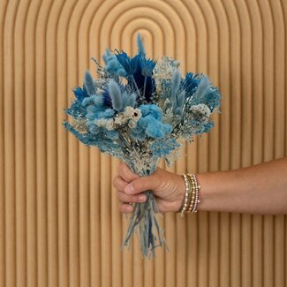 Dolce Vita Strauß Trockenblumen Wow Blue Jeans | Länge ± 35 Zentimeter | Mit blauen Trockenblumen