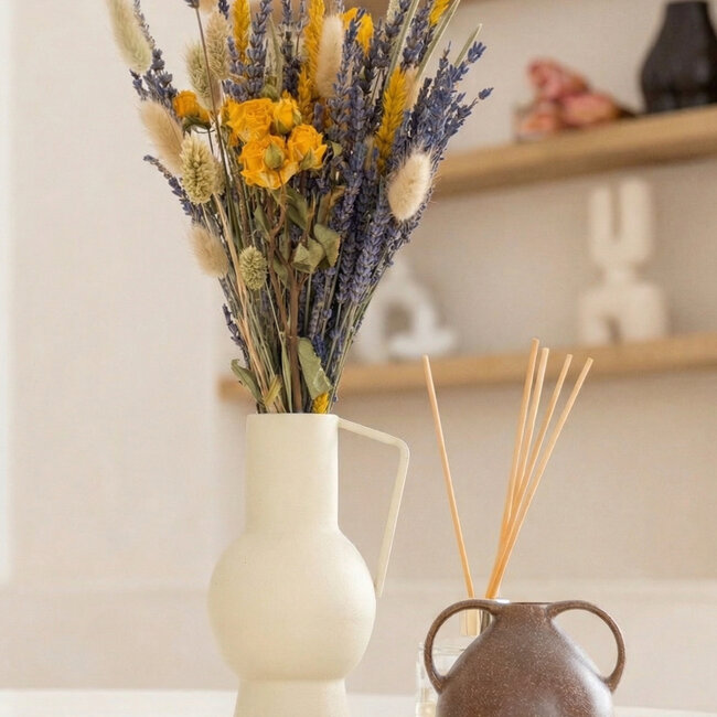 Boeket droogbloemen "Fantasy Yellow" | Lengte ± 35 centimeter | Met diverse kleuren droogbloemen