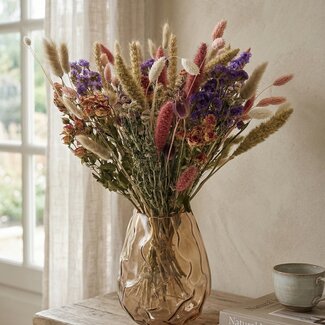 Dutch Dried Bouquet de fleurs séchées Secret Pink | Longueur ± 60 centimètres | Avec des fleurs séchées naturelles, roses et violettes