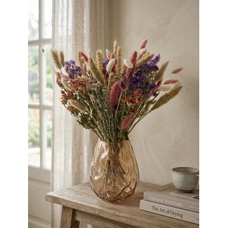 Dutch Dried Boeket droogbloemen "Secret Pink" | Lengte ± 60 centimeter | Met naturelle, roze en paarse droogbloemen