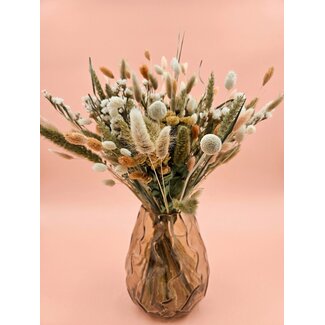 MyFlowers Bouquet de fleurs séchées Shades of Salmon | Longueur ± 60 centimètres | Avec des fleurs séchées couleur saumon