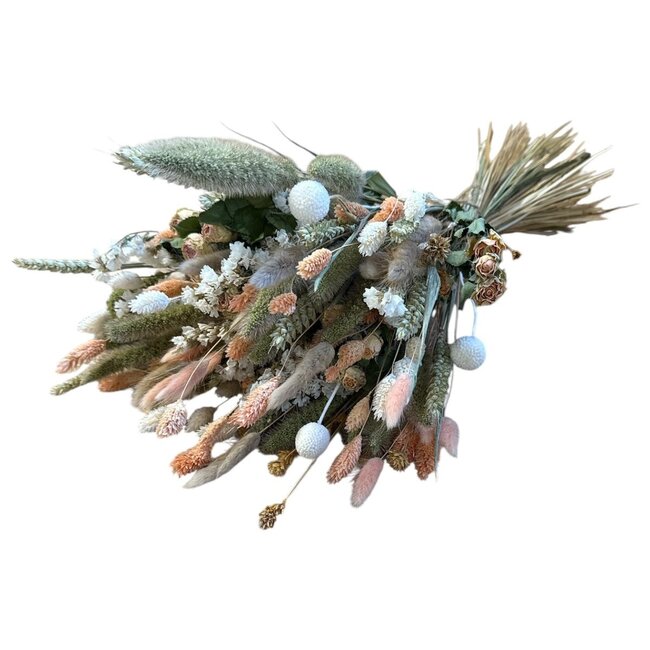 Boeket droogbloemen "Shades of Salmon" | Lengte ± 60 centimeter | Met zalmkleurige droogbloemen