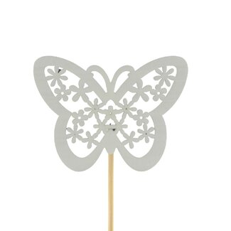4A Schmetterling Stacey Stecker | Farbe: Natürlich Weiß | Durchmesser 4.5 centimeter | Länge des Steckers ± 10 centimeter | Pro 25 Stecker