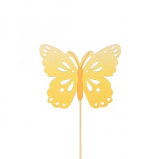 4A Pique Papillon Zazou | Couleur: Jaune | Diamètre 4 centimètre | Longueur pique ± 10 centimètre | Par 25 piques