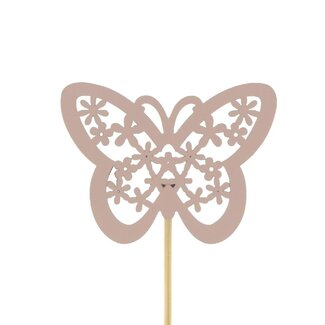 4A Vlinder Stacey Bijsteker | Kleur: Roze | Diameter 4.5 centimeter | Lengte bijsteker ± 10 centimeter | Per 25 bijstekers
