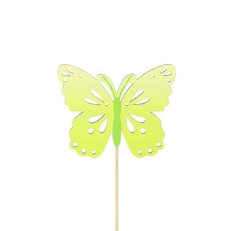 4A Schmetterling Zazou Stecker | Farbe: Grün | Durchmesser 4 centimeter | Lengte Stecker ± 10 centimeter | Pro 25 Stecker