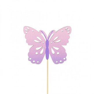 4A Papillon Zazou Pique | Couleur: Lilas | Diamètre 4 centimeter | Longueur de la pique ± 10 centimeter | Par 25 piques