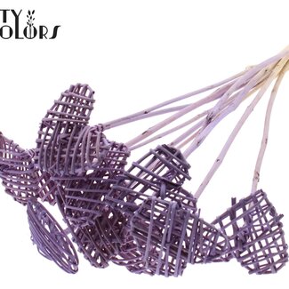 QC Rattan Lata hart am Stiel | Farbe: Frosted Milka-lila | Flacher Pflanzspieß | Länge ± 50 centimeter | 10 Pflanzspieße pro Bund | Pro Bund