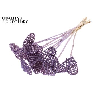 QC Rattan Lata Heart on stick | Colour: Frosted Milk purple | Flat pick | Length ± 50 centimetre | 10 picks per bunch | Per bunch