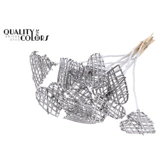 QC Rattan Lata Herz am Stab | Farbe: Silberfarben | Flacher Pflanzstecker | Länge ± 50 centimeter | 10 Pflanzstecker pro Bund | Pro Bund